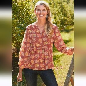 Matilda Womens Jane Wonderment Botanical Beauty Top Size Large
